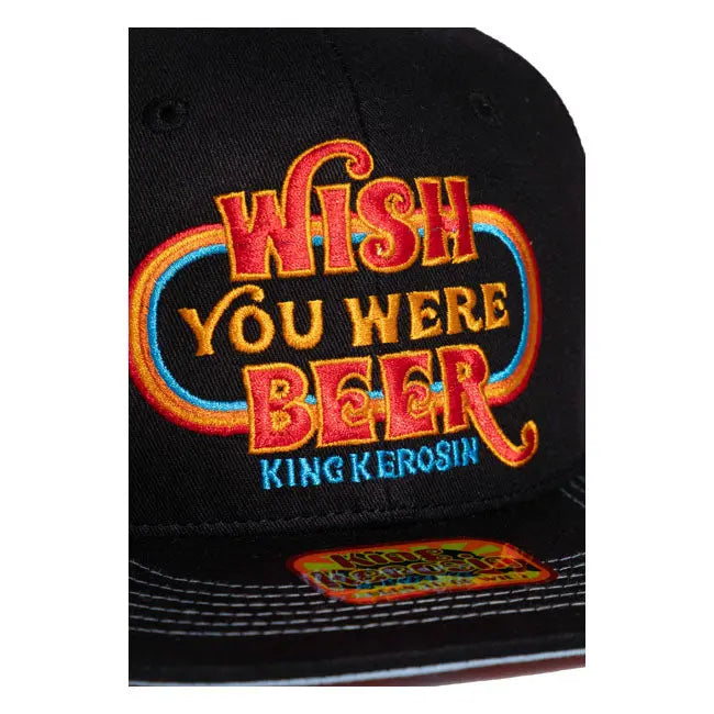 King Kerosin Wish You Were Beer Cap Black  - FREE UK Shipping, FREE 365 Day Returns | Moto Central