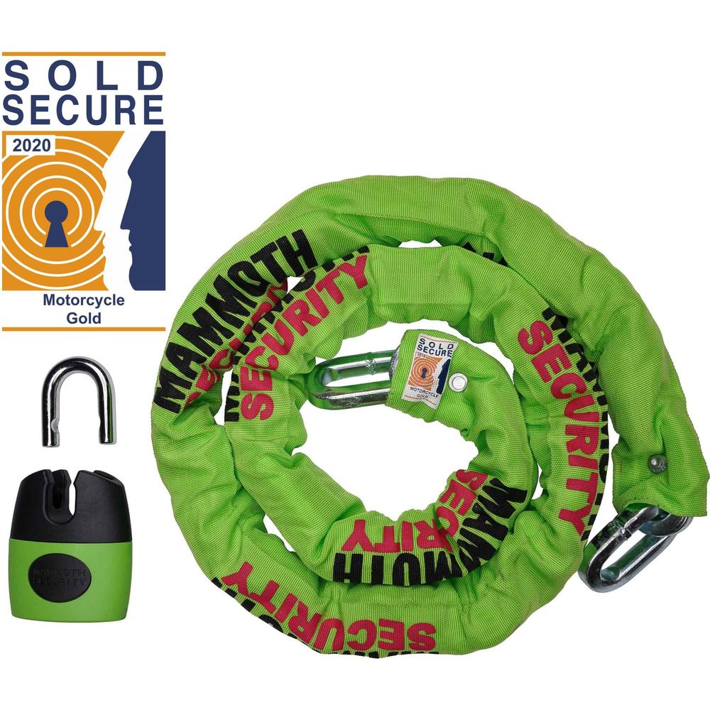 Mammoth Security Sold Secure Gold Approved 12mm X 1.8 M Square Chain With Shackle Lock