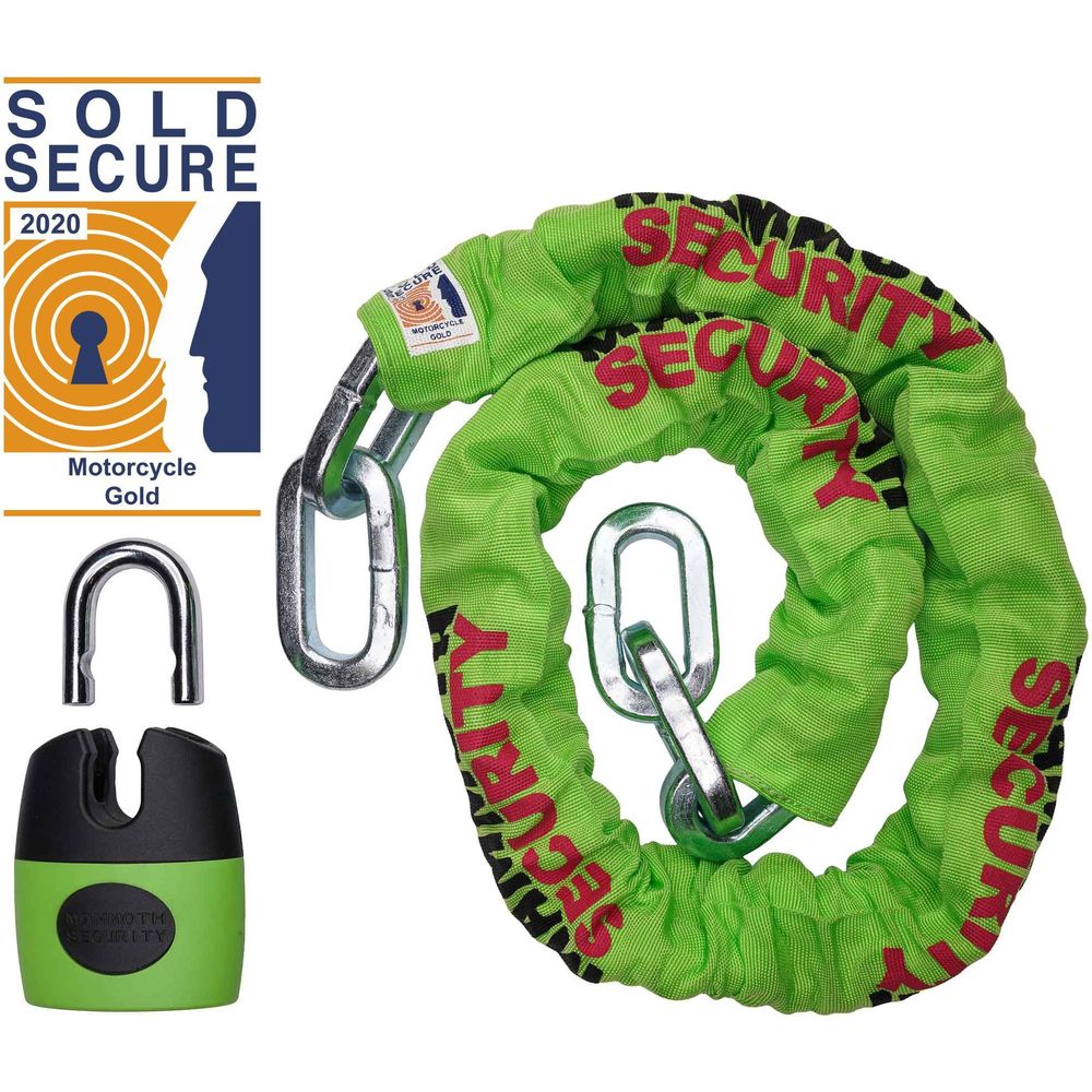 Mammoth Security Sold Secure Gold Approved 12mm X 1.2 M Square Chain With Shackle Lock