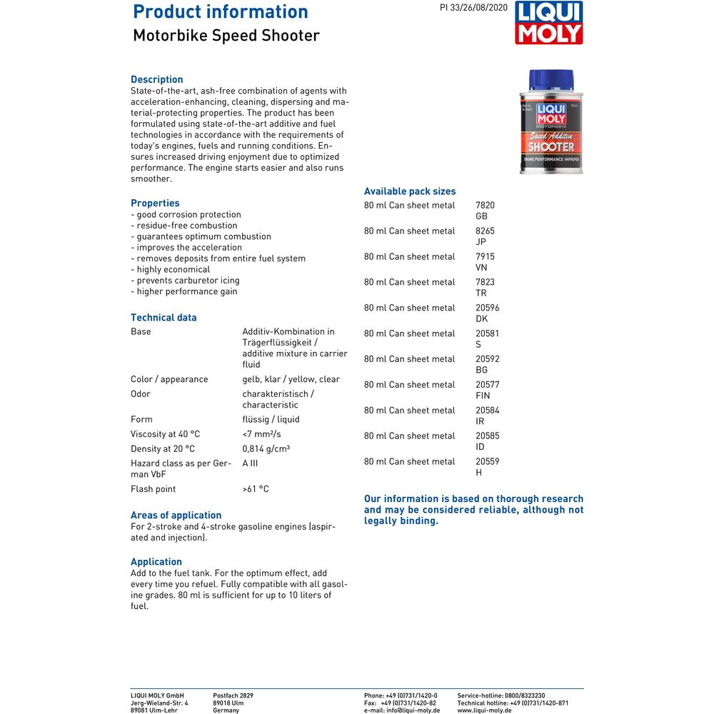 Liqui Moly Tray Of Speed Shooters - Pack Of 24