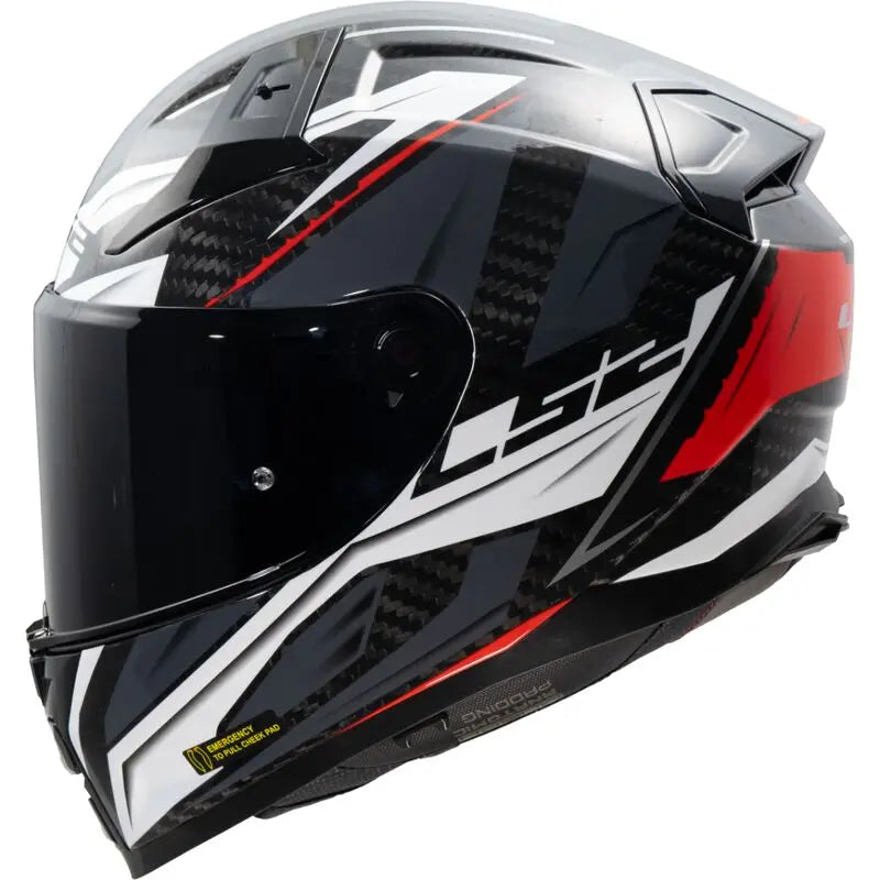 LS2 FF811 Vector 2 Carbon Full Face Helmet Savage White / Red / Grey - FREE UK Shipping, FREE 365 Day Returns | Moto Central