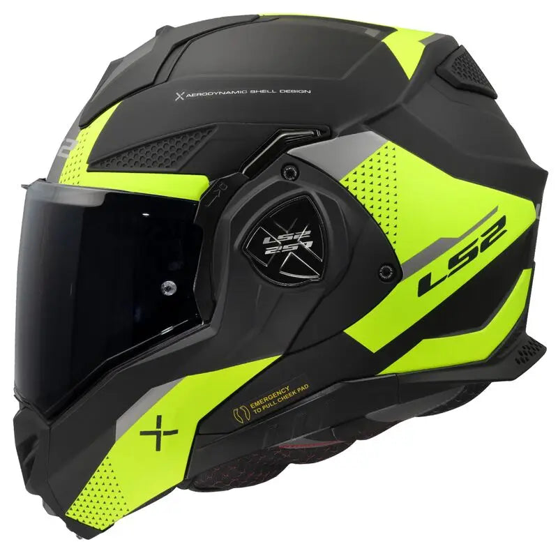 LS2 FF901 Advant X ECE 22.06 Flip-Up Helmet Oblivion Matt Black / Hi-Viz Yellow - FREE UK Shipping, FREE 365 Day Returns | Moto Central