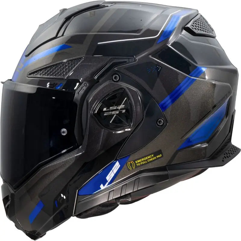 LS2 FF901 Advant X ECE 22.06 Flip-Up Helmet Spectrum Black / Titanium Blue - FREE UK Shipping, FREE 365 Day Returns | Moto Central