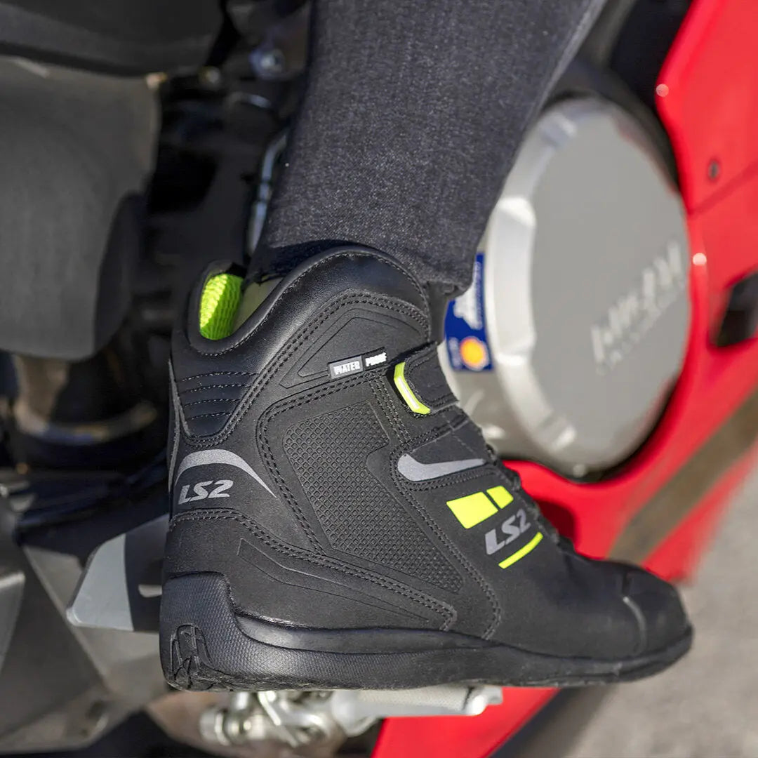 LS2 Garra Ladies Waterproof Short Boots Black / Hi-Viz Yellow - FREE UK Shipping, FREE 365 Day Returns | Moto Central