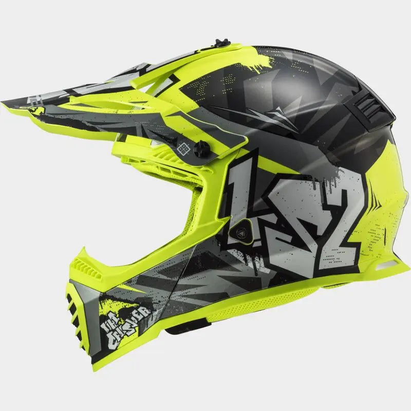 LS2 MX437 Fast 2 Mini Junior ECE 22.06 Motocross Helmet Crusher Black / Yellow - FREE UK Shipping, FREE 365 Day Returns | Moto Central