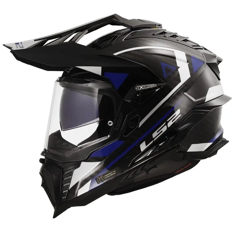 LS2 MX701 Explorer Carbon ECE 22.06 Adventure Helmet Blue - FREE UK Shipping, FREE 365 Day Returns | Moto Central