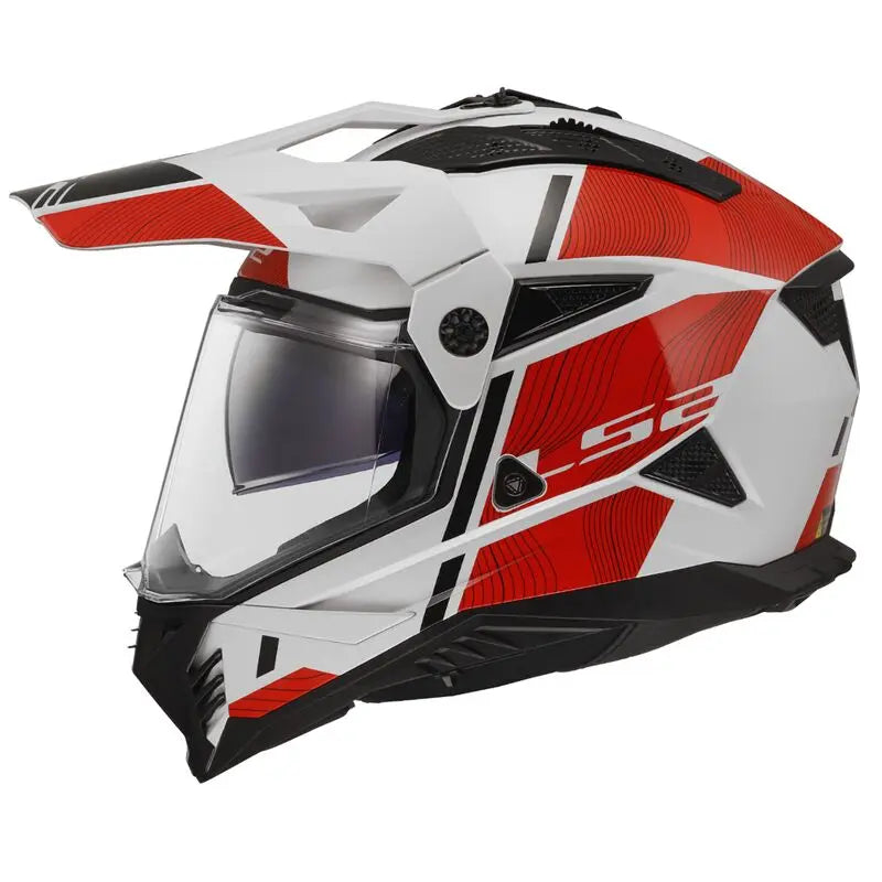 LS2 MX702 Pioneer 2 ECE 22.06 Adventure Helmet Hill White / Red - FREE UK Shipping, FREE 365 Day Returns | Moto Central