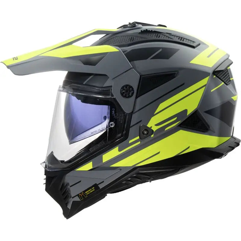 LS2 MX702 Pioneer 2 ECE 22.06 Adventure Helmet Namib Matt Grey / Hi-Viz Yellow - FREE UK Shipping, FREE 365 Day Returns | Moto Central