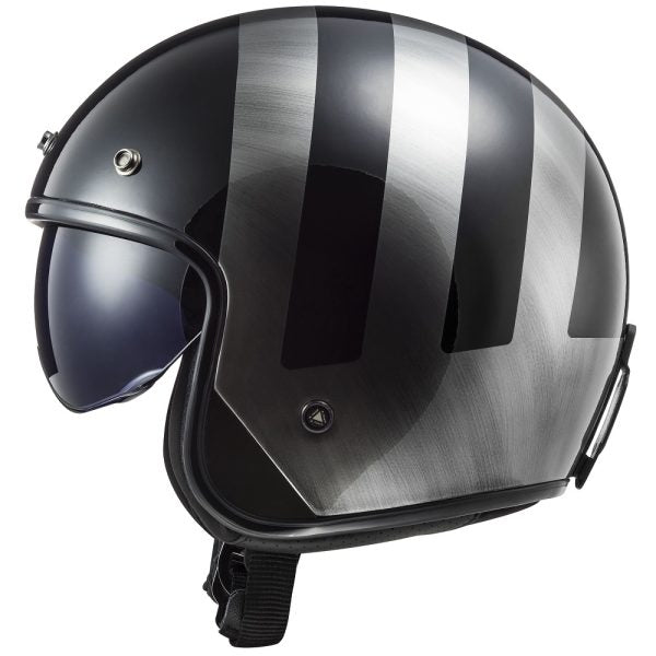 LS2 OF601 Bob 2 ECE 22.06 Open Face Helmet Lines Black Jeans