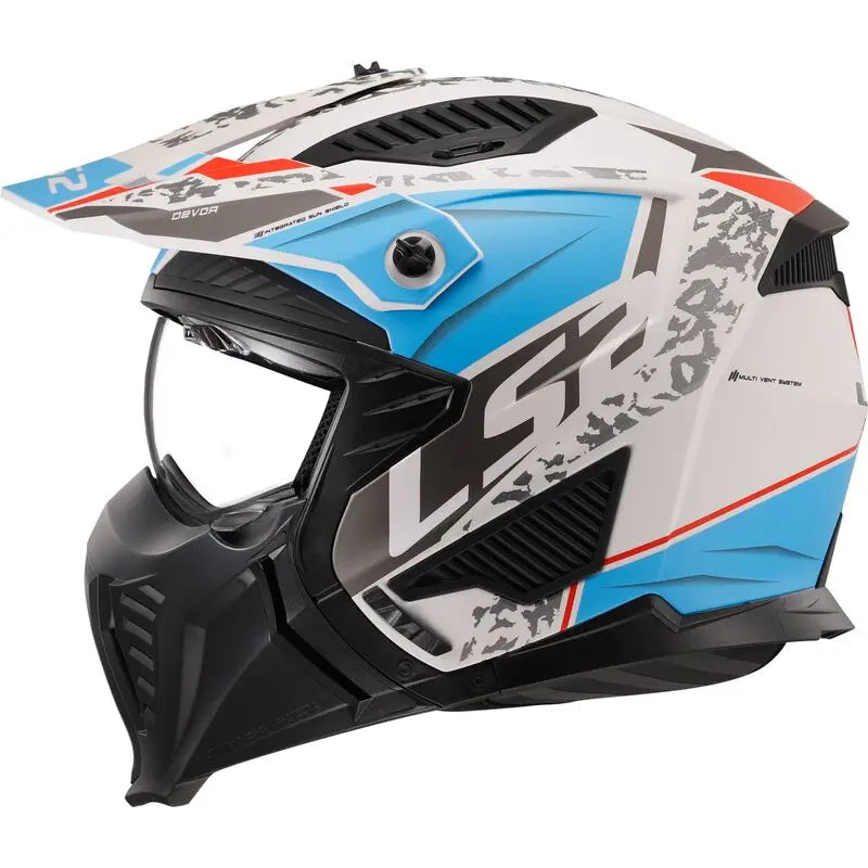 LS2 OF606 Drifter ECE 22.06 Open Face Helmet Devor Matt White / Blue - FREE UK Shipping, FREE 365 Day Returns | Moto Central