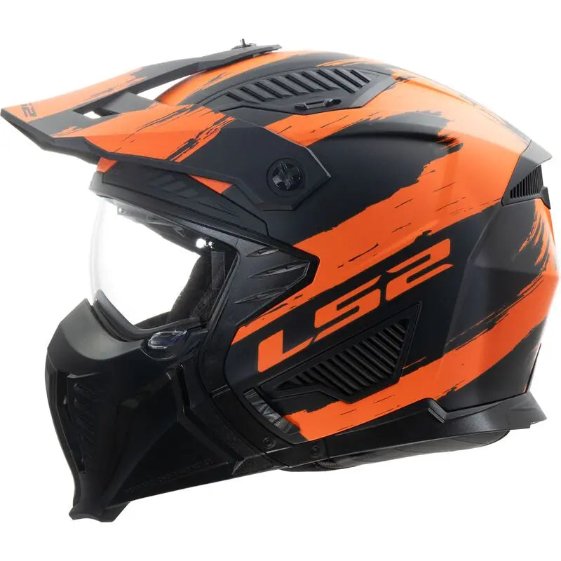 LS2 OF606 Drifter ECE 22.06 Open Face Helmet Mud Matt Black / Orange - FREE UK Shipping, FREE 365 Day Returns | Moto Central