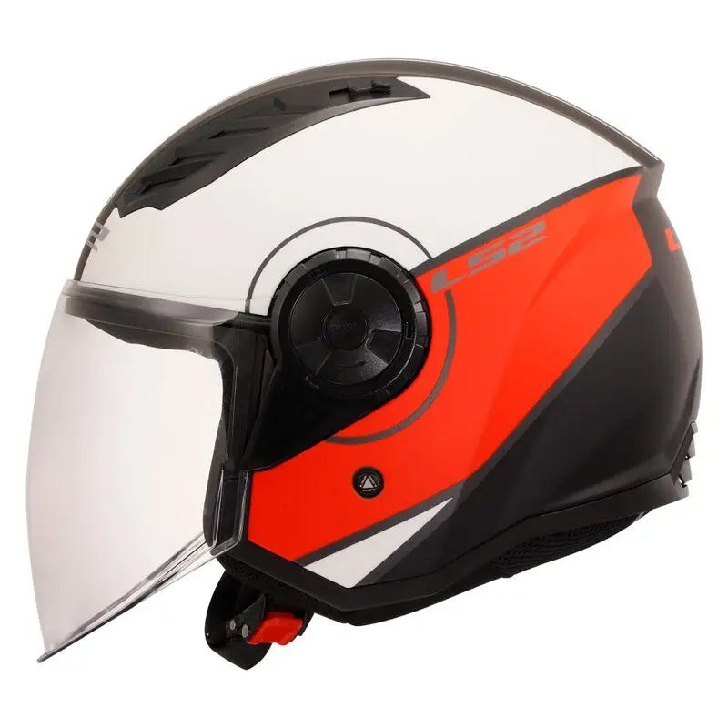 LS2 OF616 Airflow 2 ECE 22.06 Open Face Helmet Cover Matt White / Red - FREE UK Shipping, FREE 365 Day Returns | Moto Central