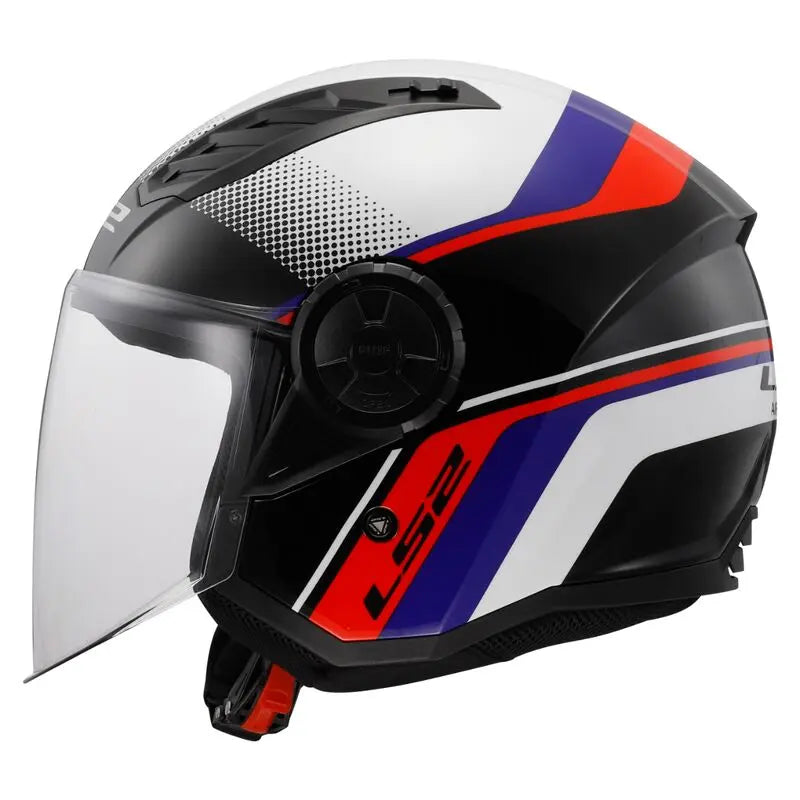 LS2 OF616 Airflow 2 ECE 22.06 Open Face Helmet Rush White / Blue / Red - FREE UK Shipping, FREE 365 Day Returns | Moto Central