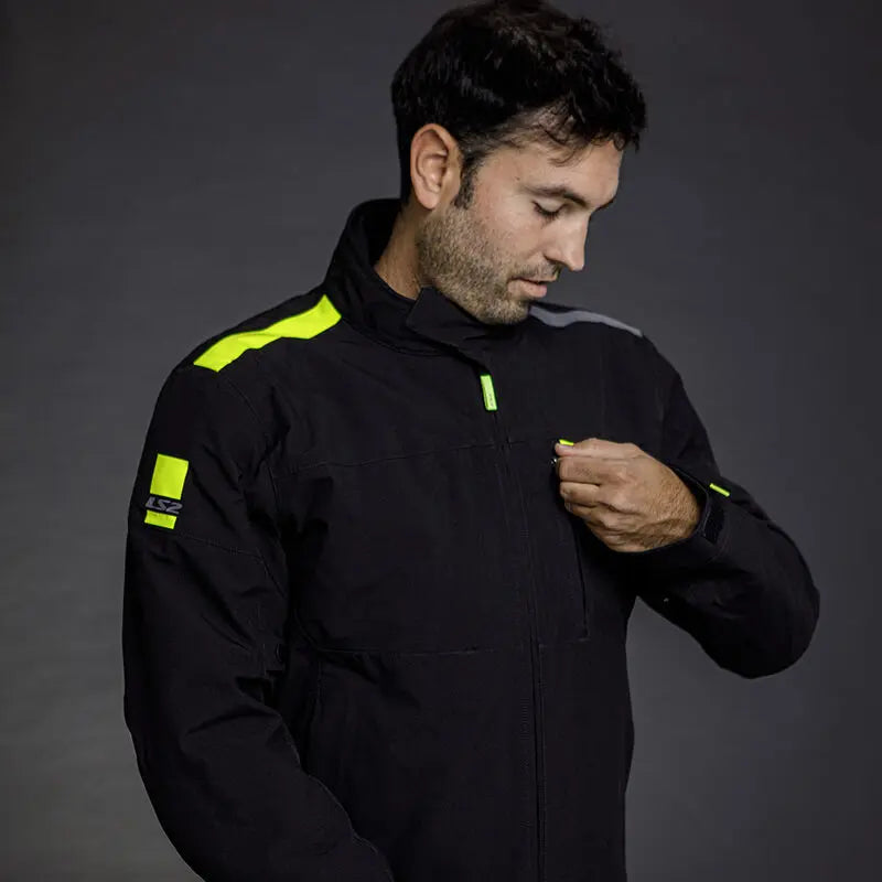 LS2 Titanium Textile Jacket Black / Hi-Viz Yellow - FREE UK Shipping, FREE 365 Day Returns | Moto Central