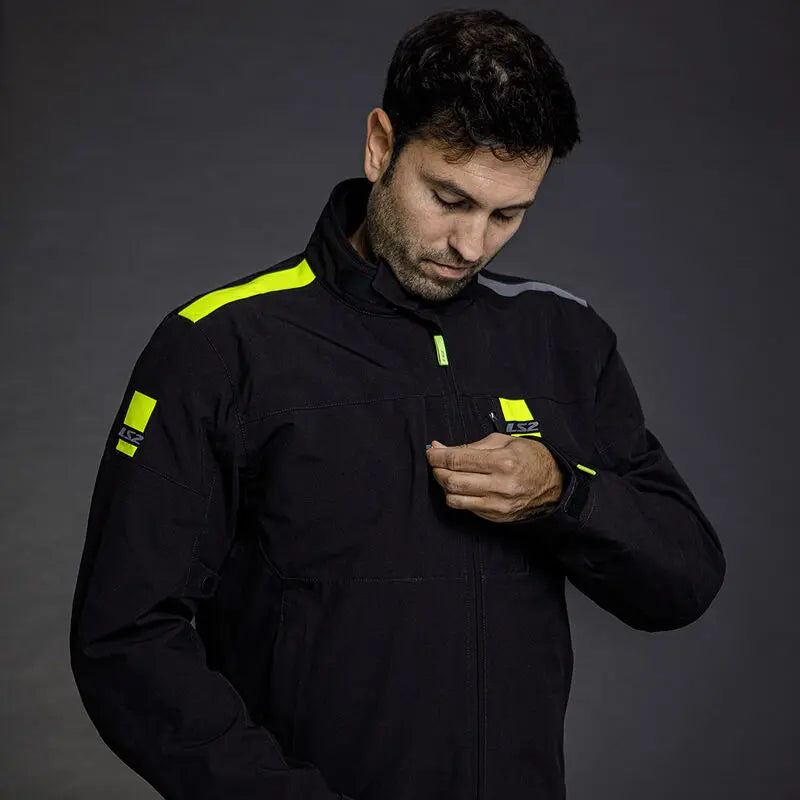 LS2 Titanium Textile Jacket Black / Hi-Viz Yellow - FREE UK Shipping, FREE 365 Day Returns | Moto Central