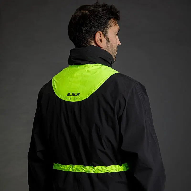 LS2 X-Rain Over Jacket Black / Hi-Viz Yellow - FREE UK Shipping, FREE 365 Day Returns | Moto Central