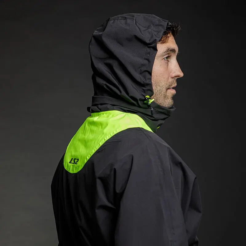 LS2 X-Rain Over Jacket Black / Hi-Viz Yellow - FREE UK Shipping, FREE 365 Day Returns | Moto Central