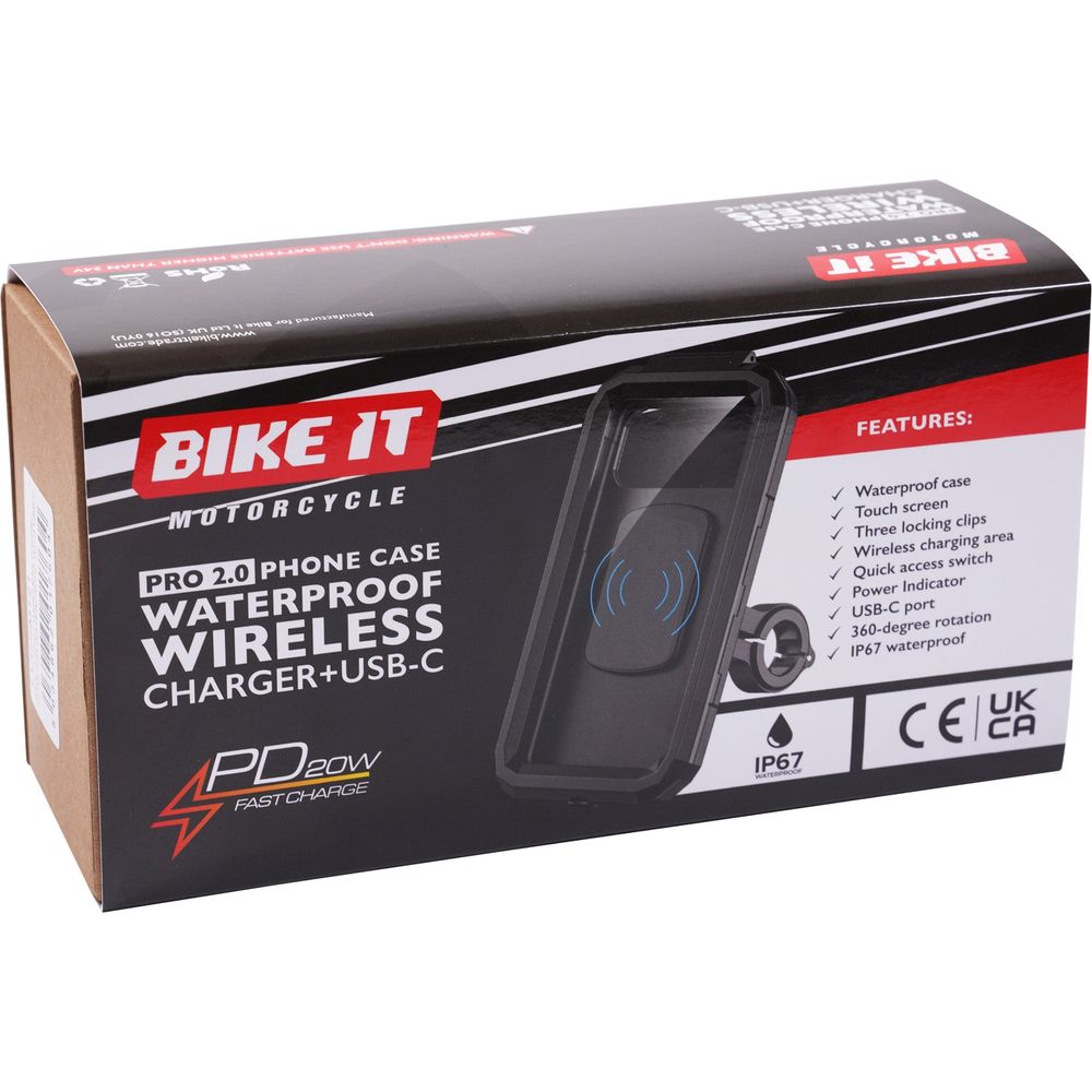 Bike It Pro2 Wireless Phone Charger Waterproof With USB-C - FREE UK Shipping, FREE 365 Day Returns | Moto Central