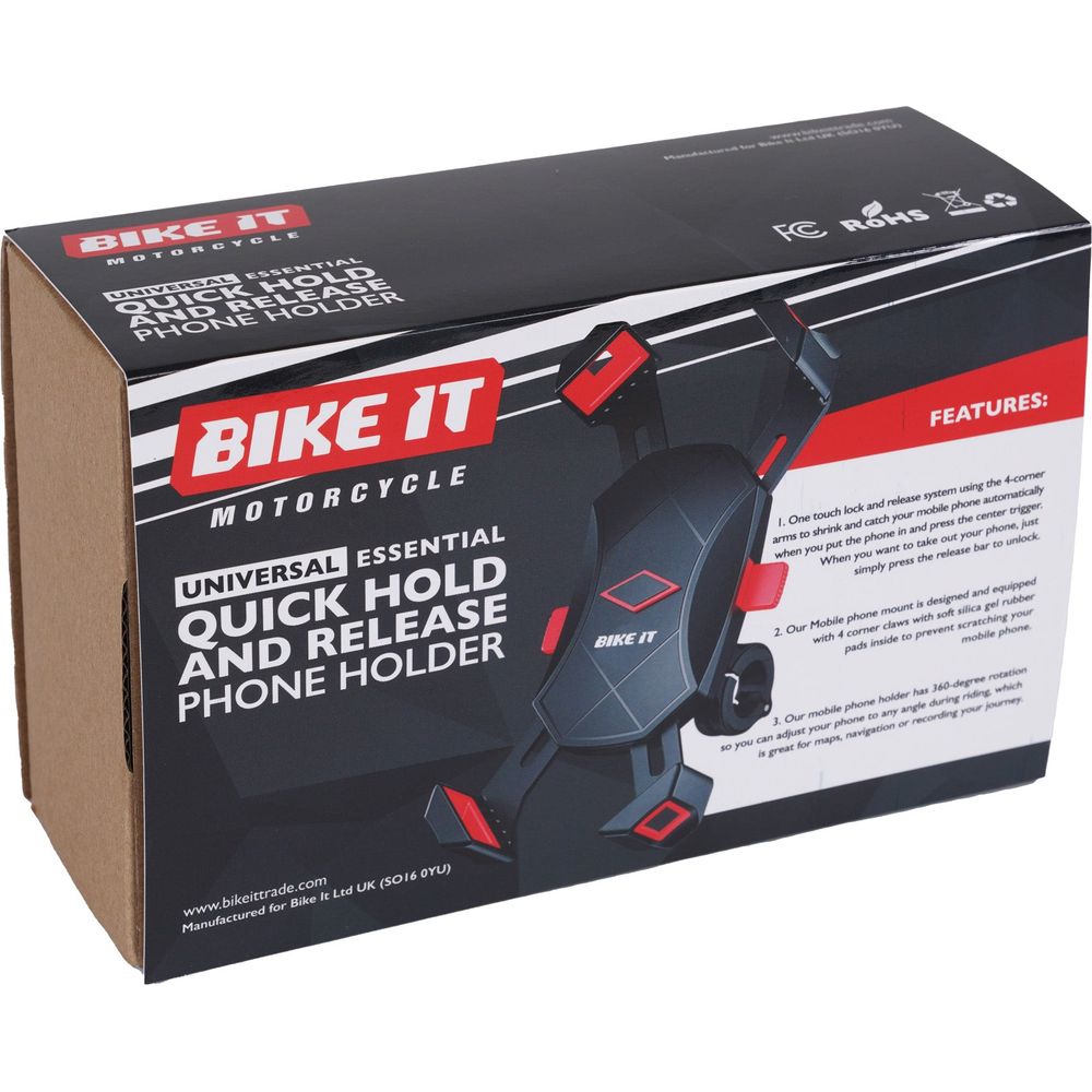 Bike It Universal Essential Quick Hold And Release Phone Holder - FREE UK Shipping, FREE 365 Day Returns | Moto Central