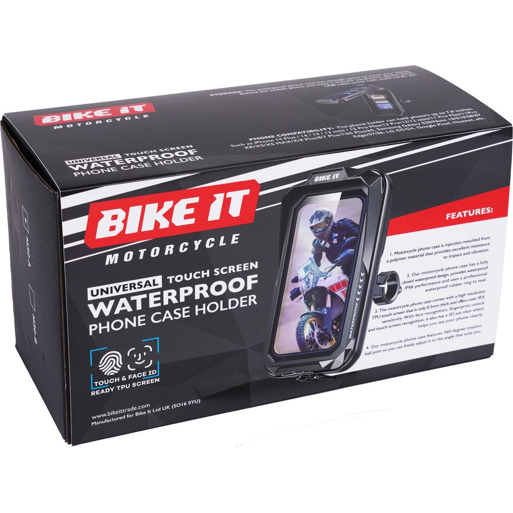 Bike It Universal Touch Screen Waterproof Phone Case Holder - FREE UK Shipping, FREE 365 Day Returns | Moto Central