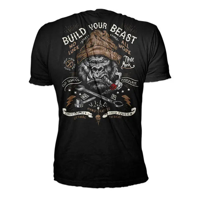 Lethal Threat Build Your Beast T-Shirt Black  - FREE UK Shipping, FREE 365 Day Returns | Moto Central