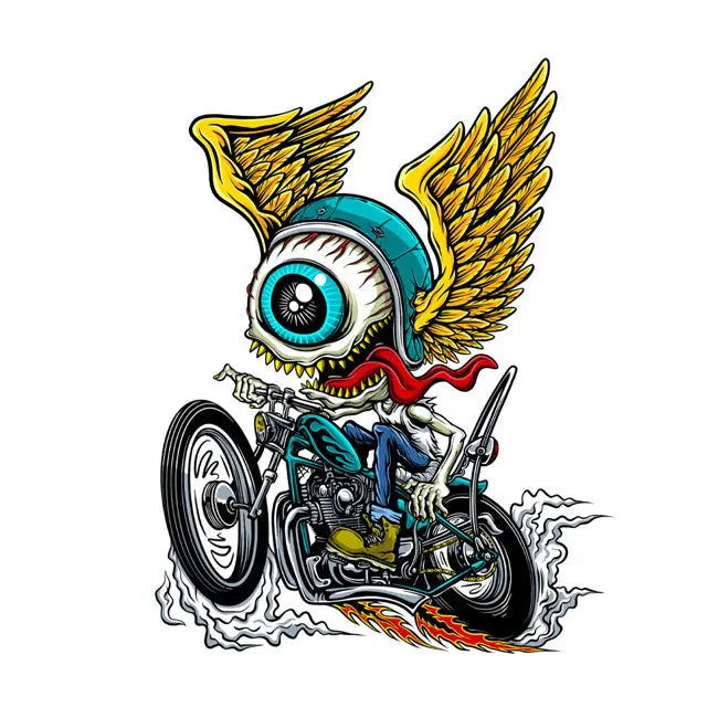 Lethal Threat Fying Eyeball Biker Sticker  - FREE UK Shipping, FREE 365 Day Returns | Moto Central