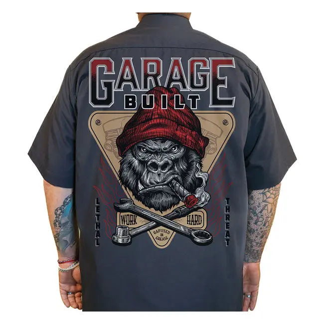 Lethal Threat Garage Built Work Shirt Gorilla Grey  - FREE UK Shipping, FREE 365 Day Returns | Moto Central