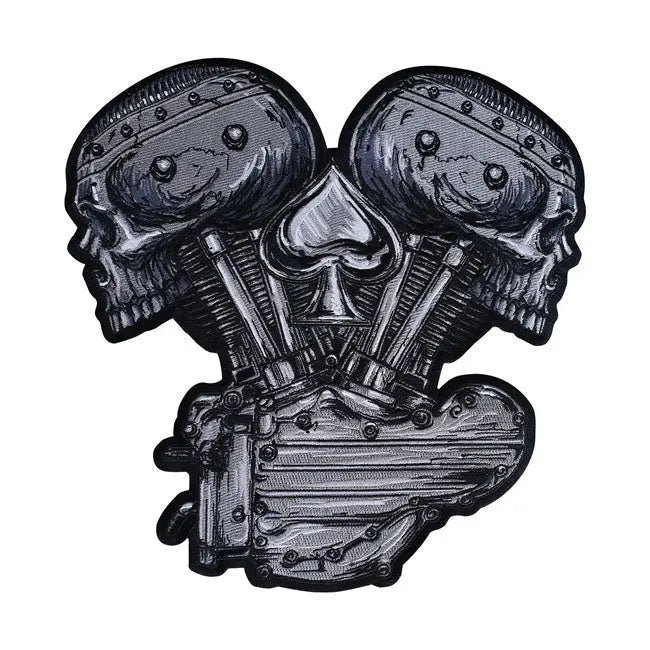 Lethal Threat Metal And Meyhem V-Twin Skull Patch  - FREE UK Shipping, FREE 365 Day Returns | Moto Central