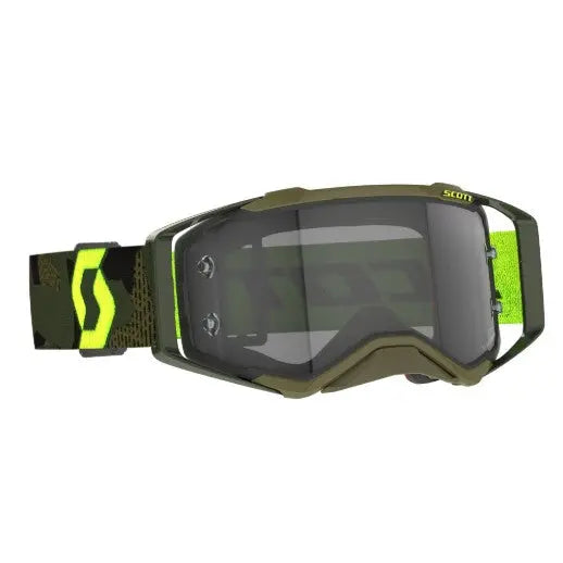 Scott Prospect Goggles Kaki Green / Neon Yellow / Light Sensitive Grey Works  - FREE UK Shipping, FREE 365 Day Returns | Moto Central