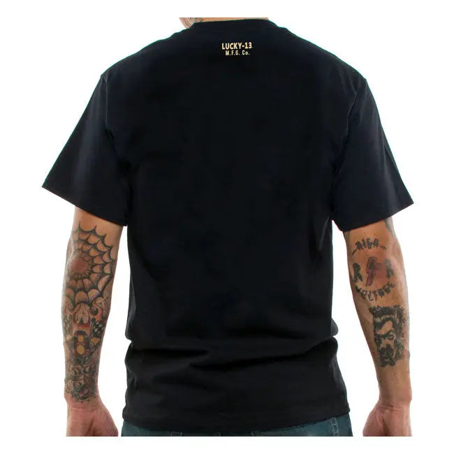 Lucky 13 Pirate Skull T-Shirt Black  - FREE UK Shipping, FREE 365 Day Returns | Moto Central