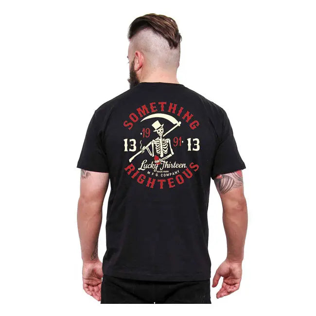 Lucky 13 Something Righteous T-Shirt Black  - FREE UK Shipping, FREE 365 Day Returns | Moto Central