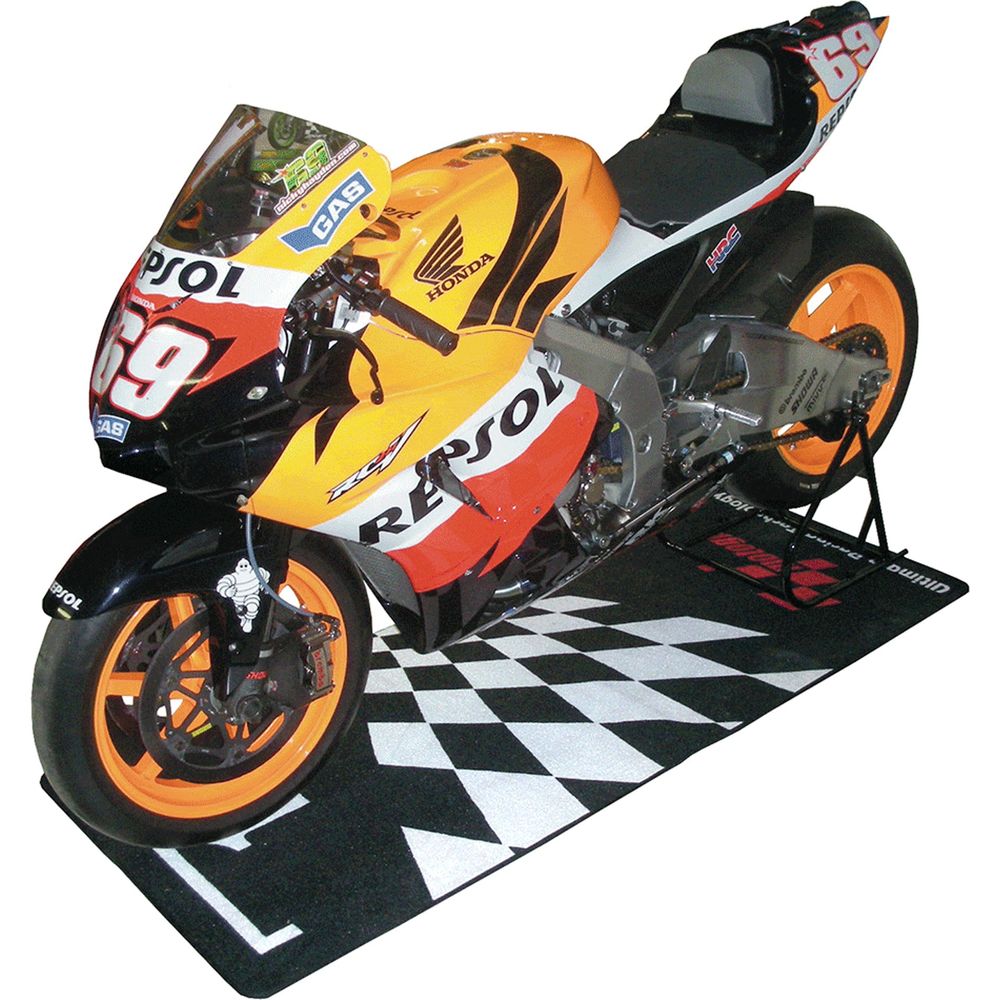 MotoGP Parc Ferme Design Garage Pit Mat Black - FREE UK Shipping, FREE 365 Day Returns | Moto Central