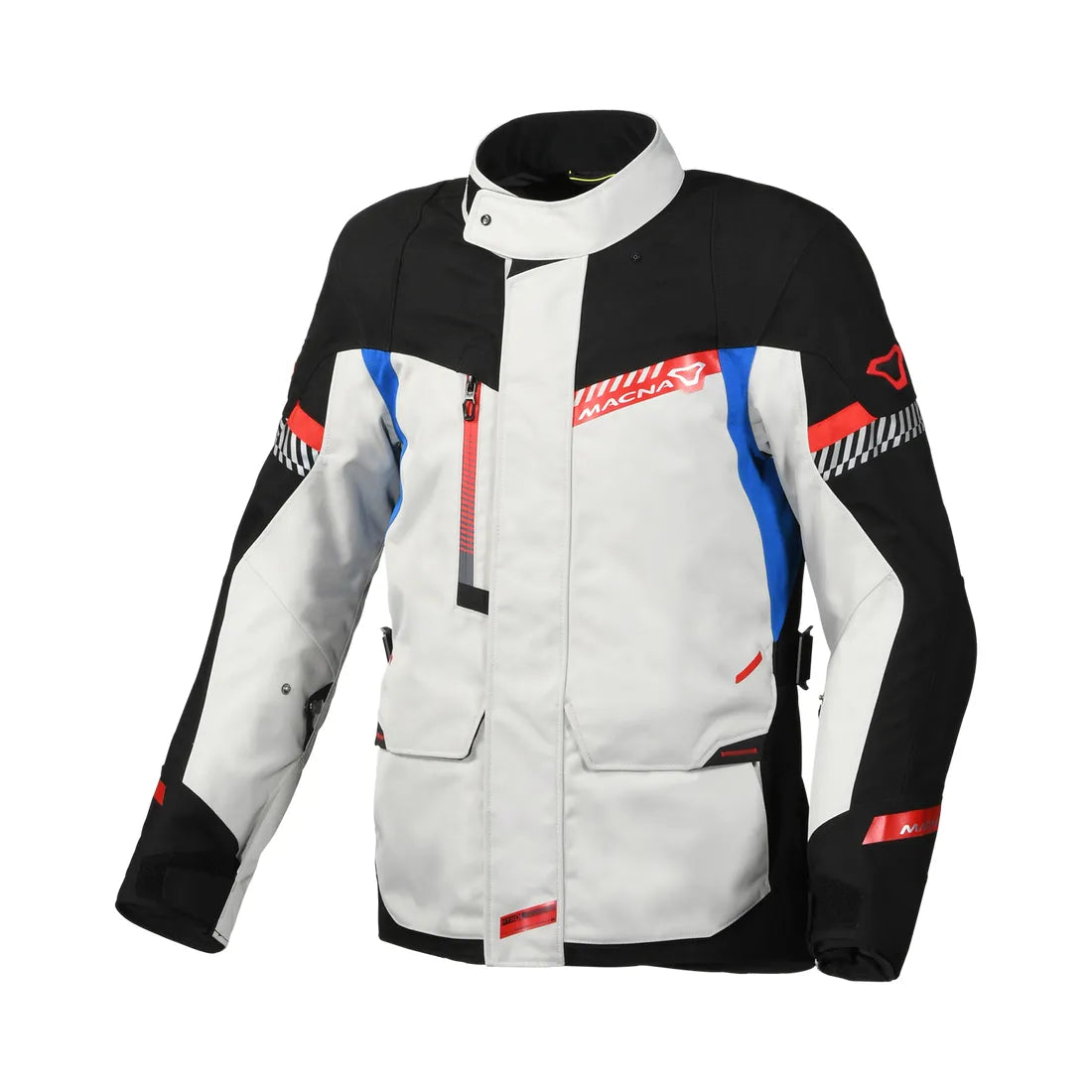 Macna Aspire Textile Jacket Light Grey / Black / Blue - FREE UK Shipping, FREE 365 Day Returns | Moto Central