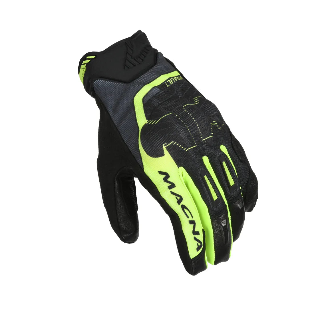 Macna Assault 2.0 Short Textile Gloves Black / Fluo Yellow - FREE UK Shipping, FREE 365 Day Returns | Moto Central