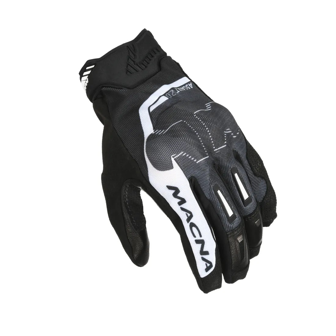 Macna Assault 2.0 Short Textile Gloves Black / Grey Camo / White - FREE UK Shipping, FREE 365 Day Returns | Moto Central