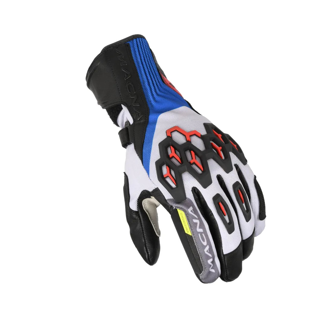 Macna Brawler RTX Textile Gloves White / Red / Blue - FREE UK Shipping, FREE 365 Day Returns | Moto Central