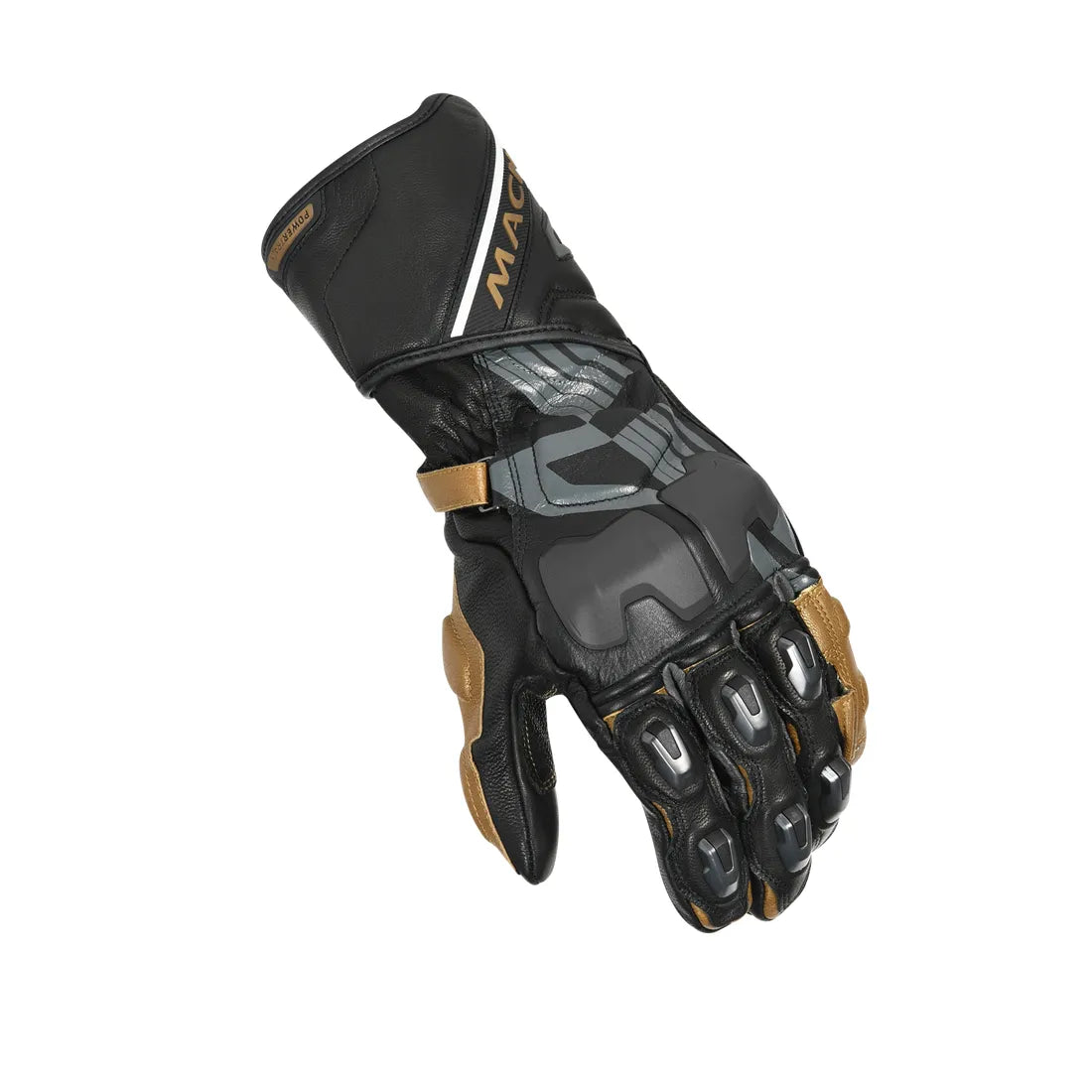 Macna Powertrack Leather Gloves Black / Gold / Dark Grey