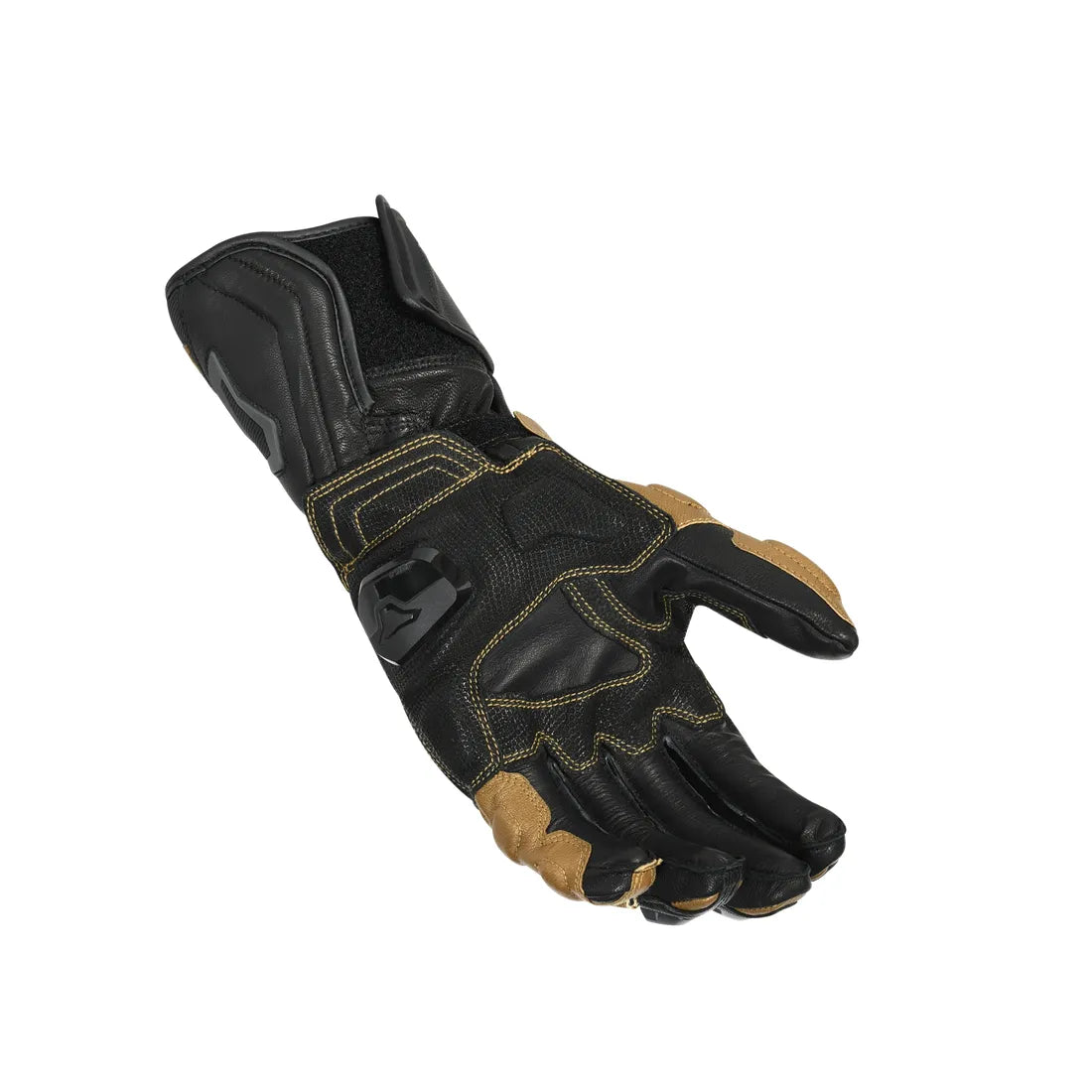 Macna Powertrack Leather Gloves Black / Gold / Dark Grey - FREE UK Shipping, FREE 365 Day Returns | Moto Central