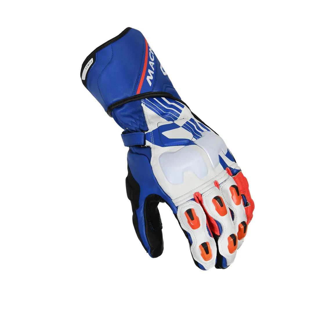 Macna Powertrack Leather Gloves Blue / Black / White