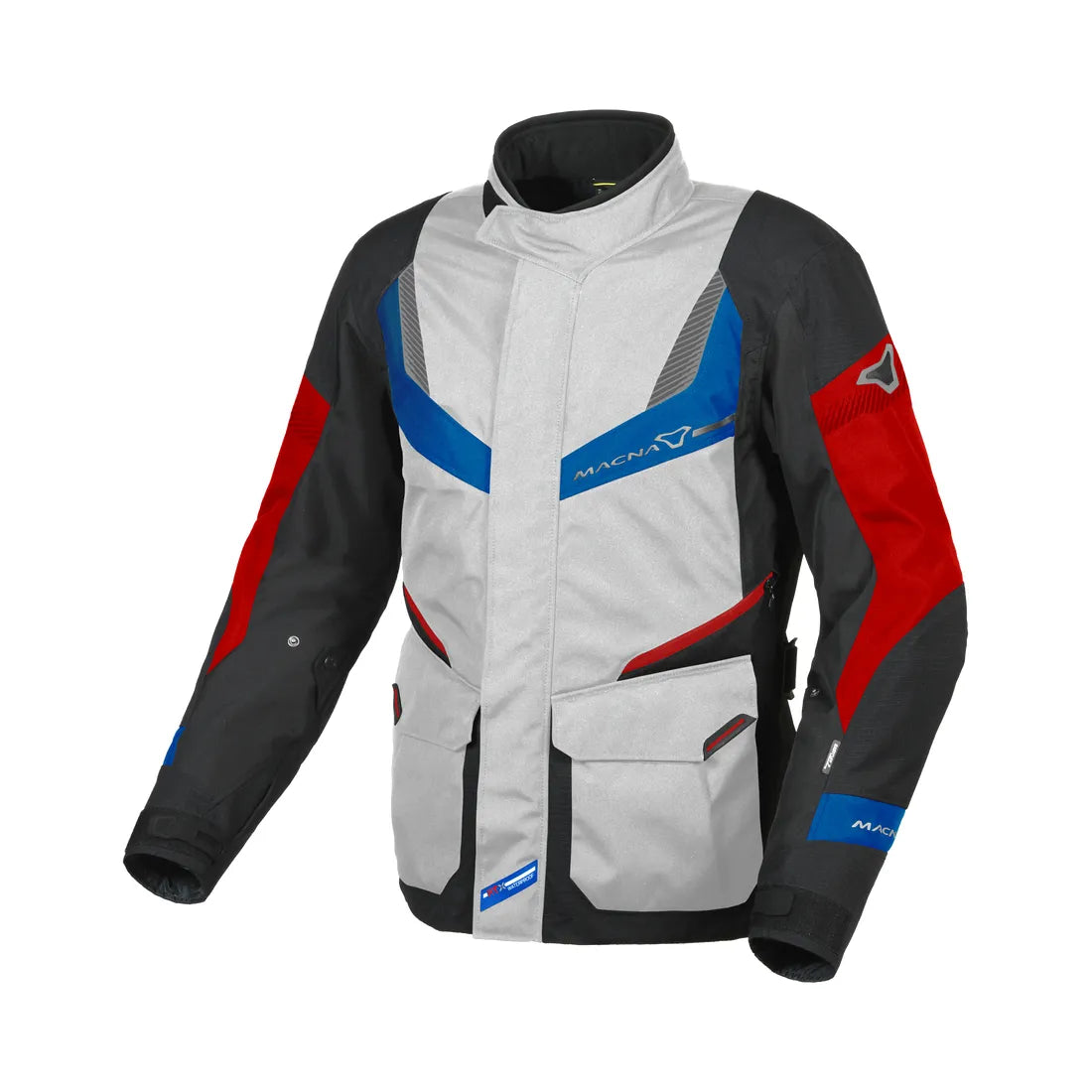 Macna Rancher Textile Jacket Light Grey / Blue / Red