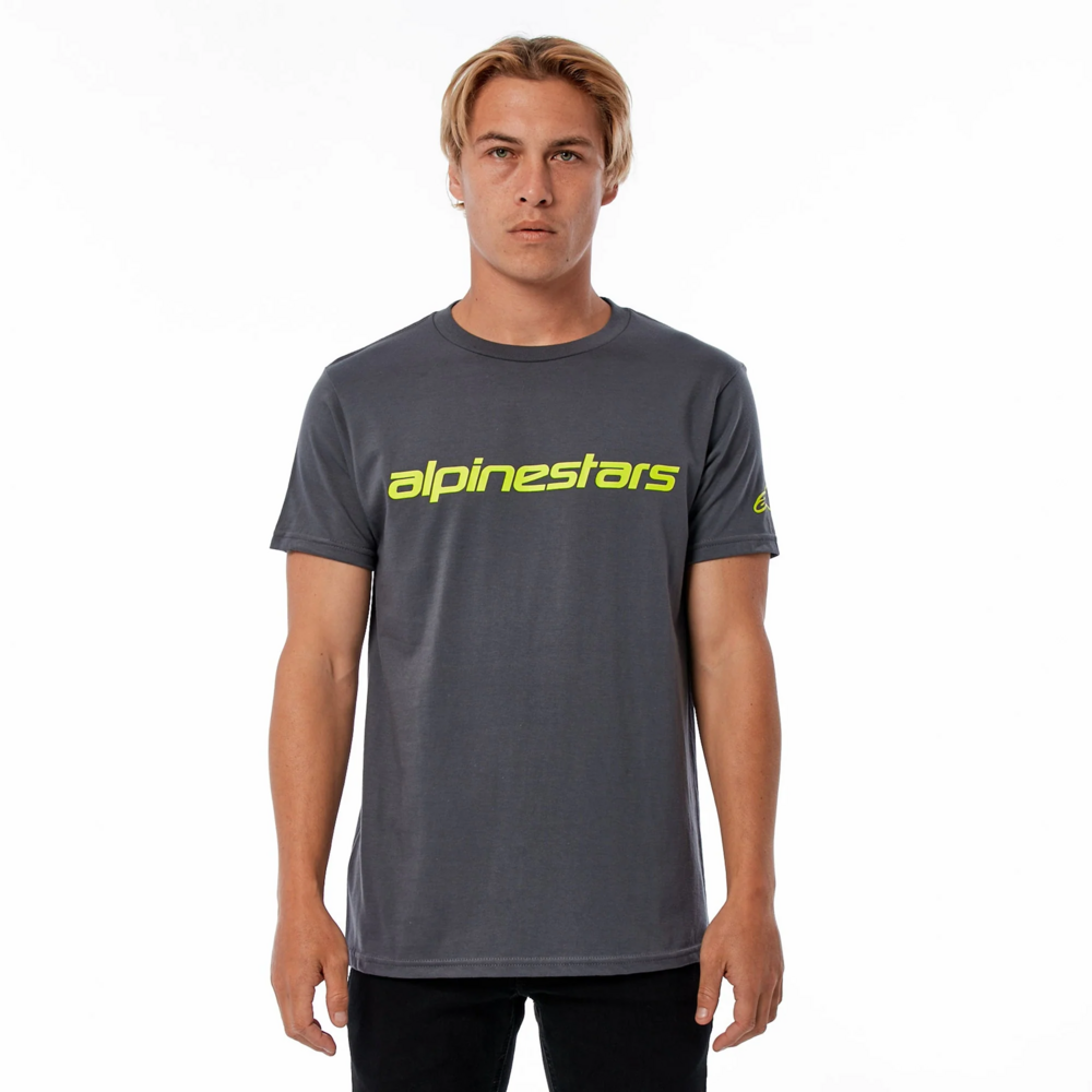 Alpinestars Linear Wordmark Tee Charcoal / Fluo Yellow