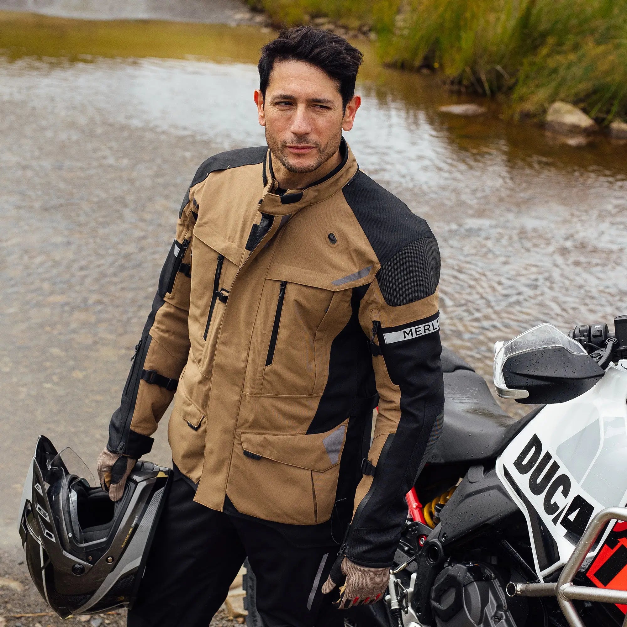 Merlin Akashi Pro D3O Laminated Jacket Desert FREE UK Delivery, FREE 365 Day Returns | Moto Central