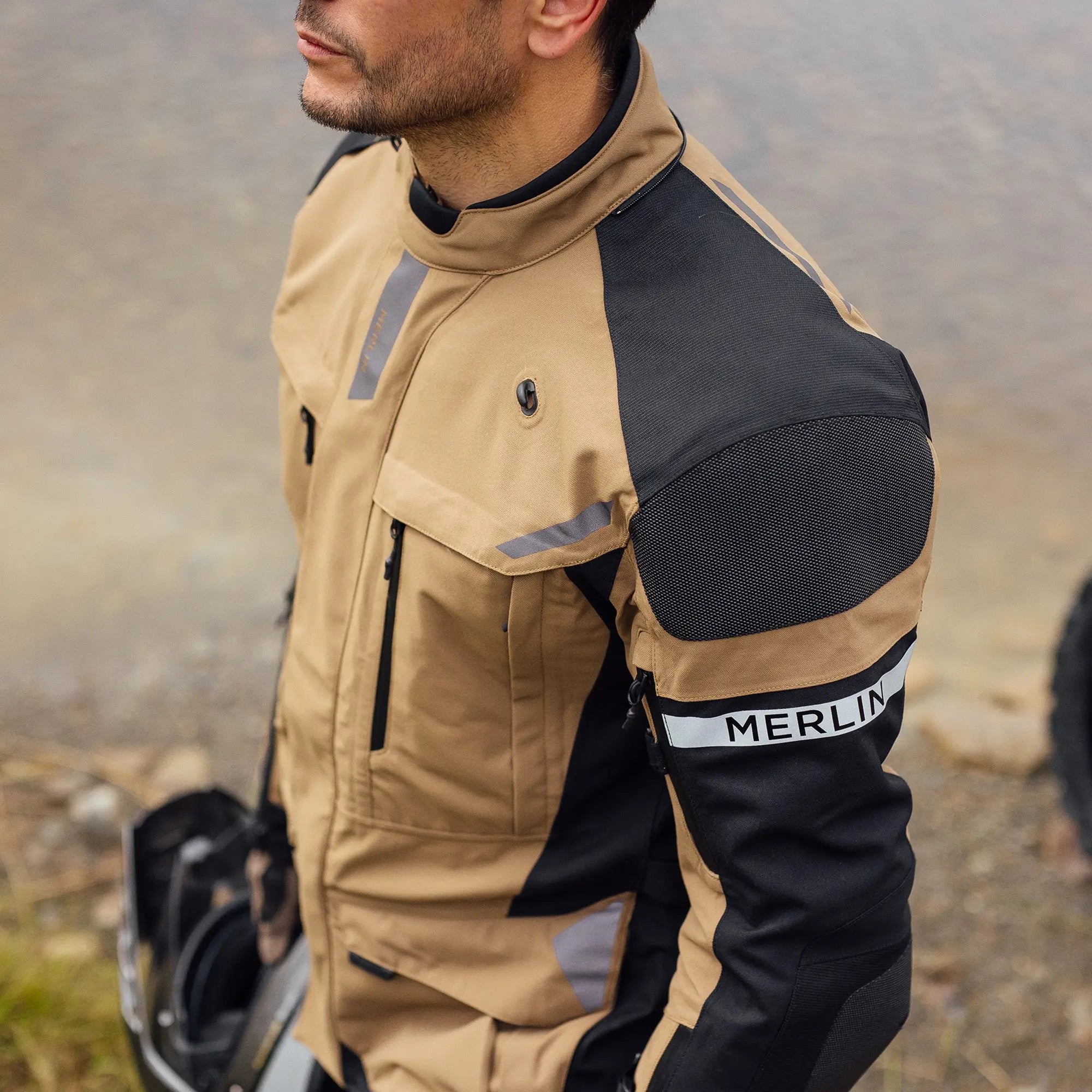 Merlin Akashi Pro D3O Laminated Jacket Desert FREE UK Delivery, FREE 365 Day Returns | Moto Central