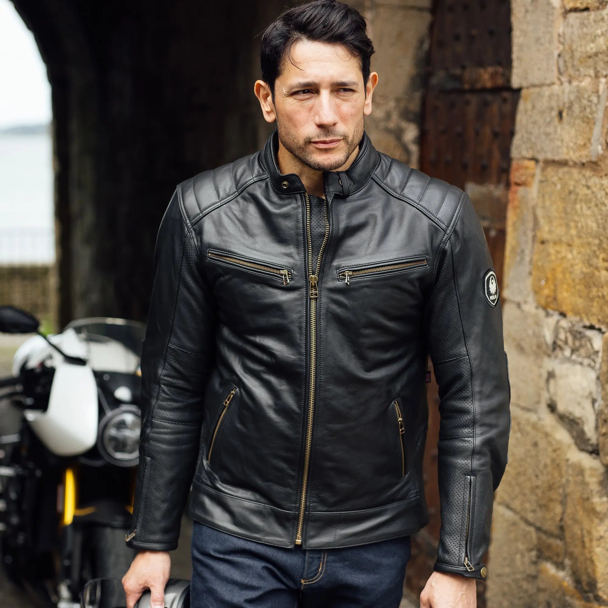 Merlin Chase 2 AAA D3O Leather Jacket Black FREE UK Delivery, FREE 365 Day Returns | Moto Central