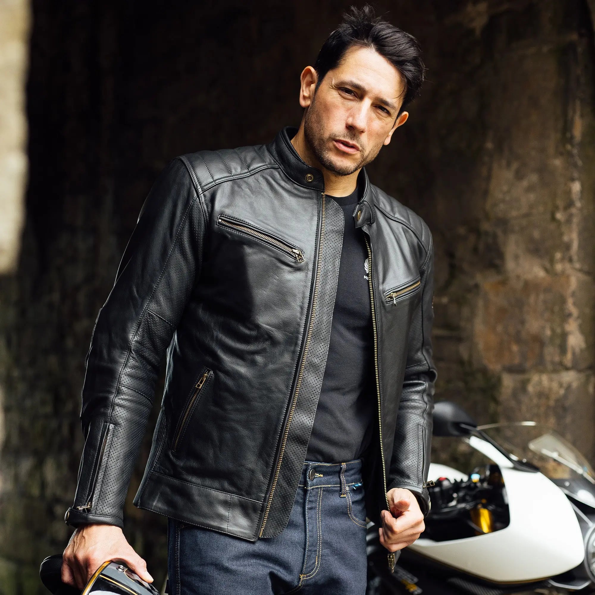 Merlin Chase 2 AAA D3O Leather Jacket Black FREE UK Delivery, FREE 365 Day Returns | Moto Central