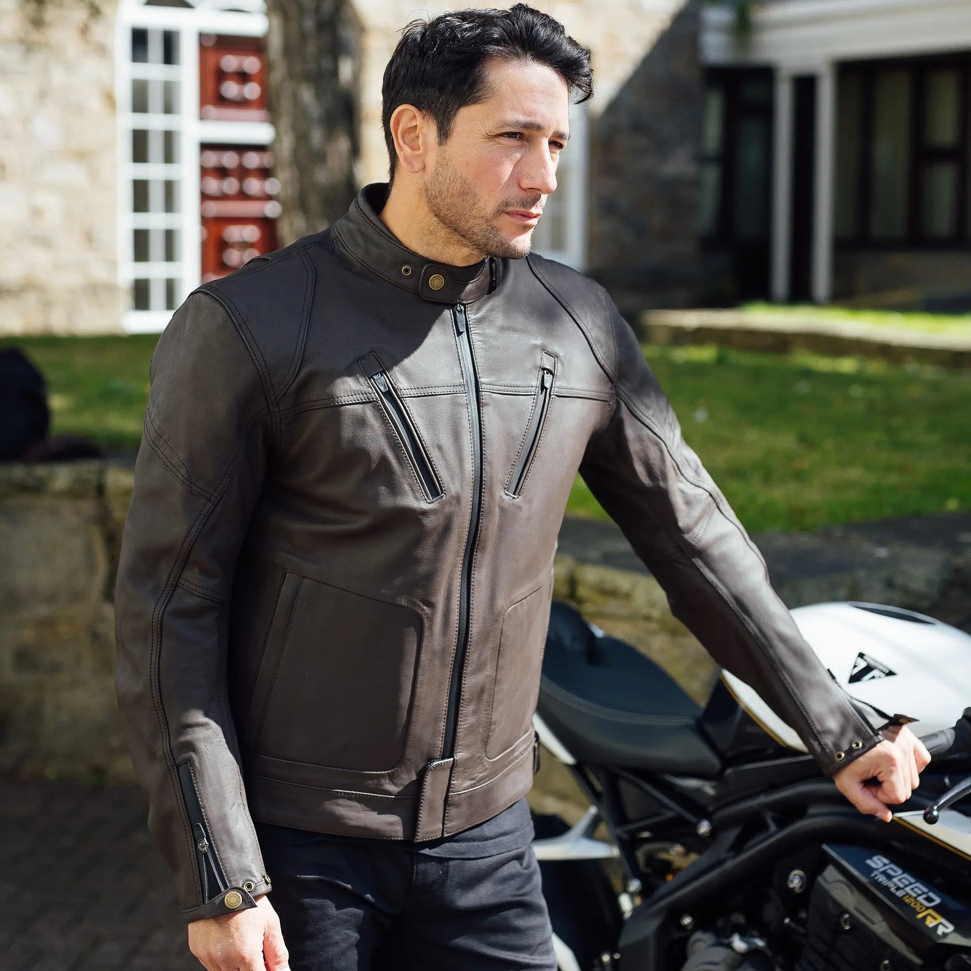 Merlin Gable 2 AAA D3O Waterproof Leather Jacket Brown FREE UK Delivery, FREE 365 Day Returns | Moto Central