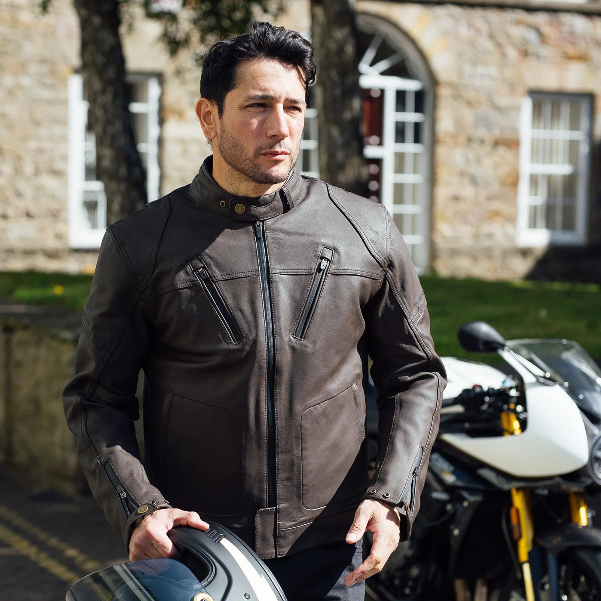 Merlin Gable 2 AAA D3O Waterproof Leather Jacket Brown FREE UK Delivery, FREE 365 Day Returns | Moto Central