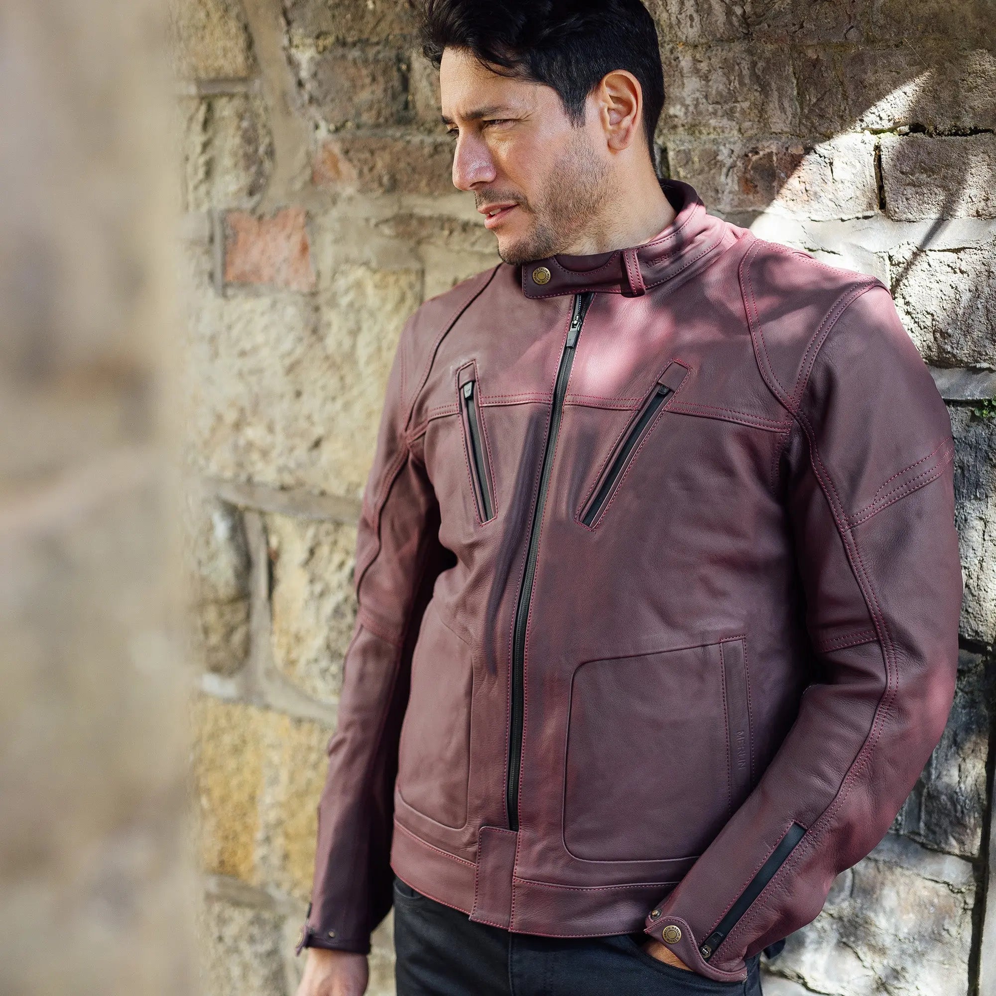 Merlin Gable 2 AAA D3O Waterproof Leather Jacket Oxblood FREE UK Delivery, FREE 365 Day Returns | Moto Central