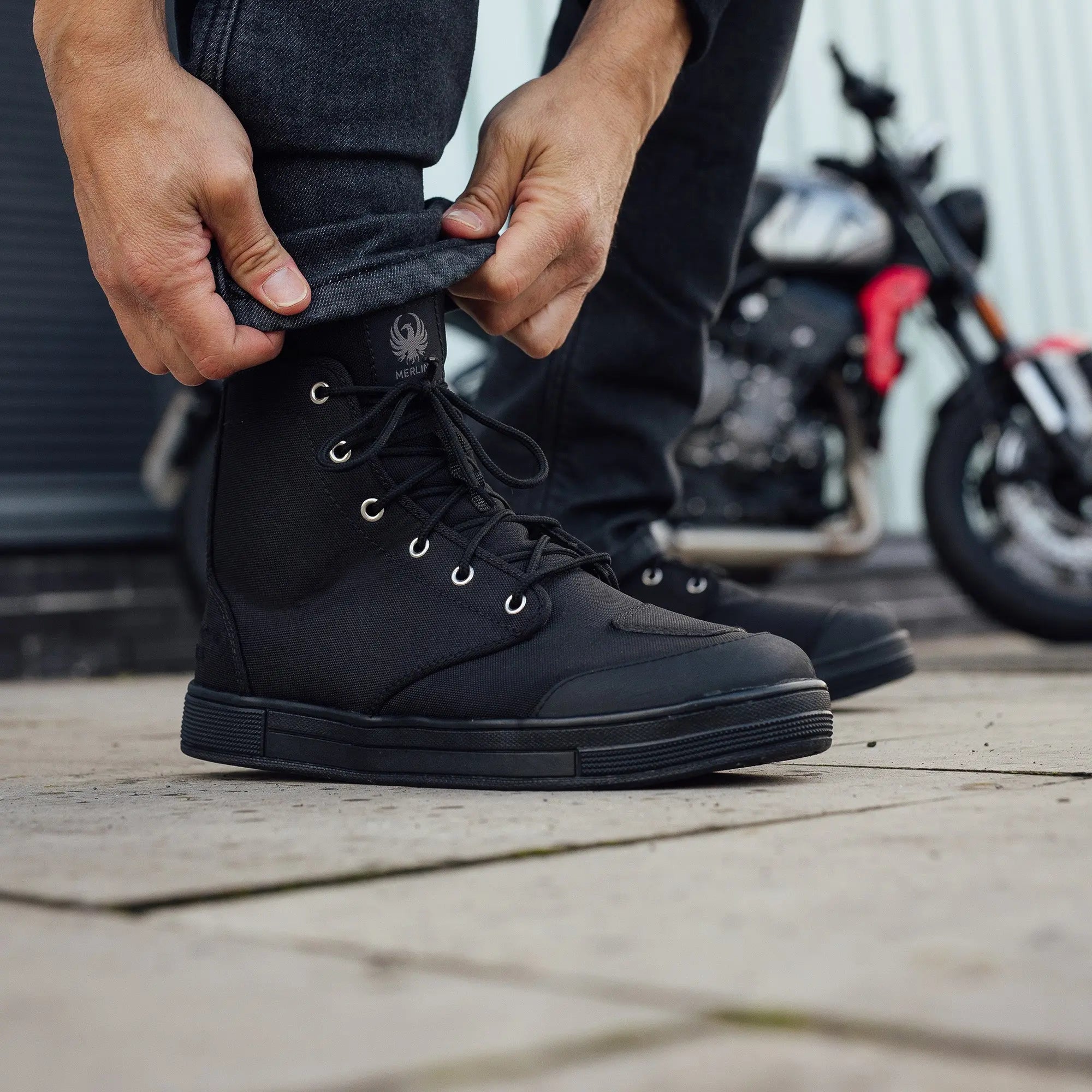 Merlin Knots D3O Canvas Boots Black FREE UK Delivery, FREE 365 Day Returns | Moto Central