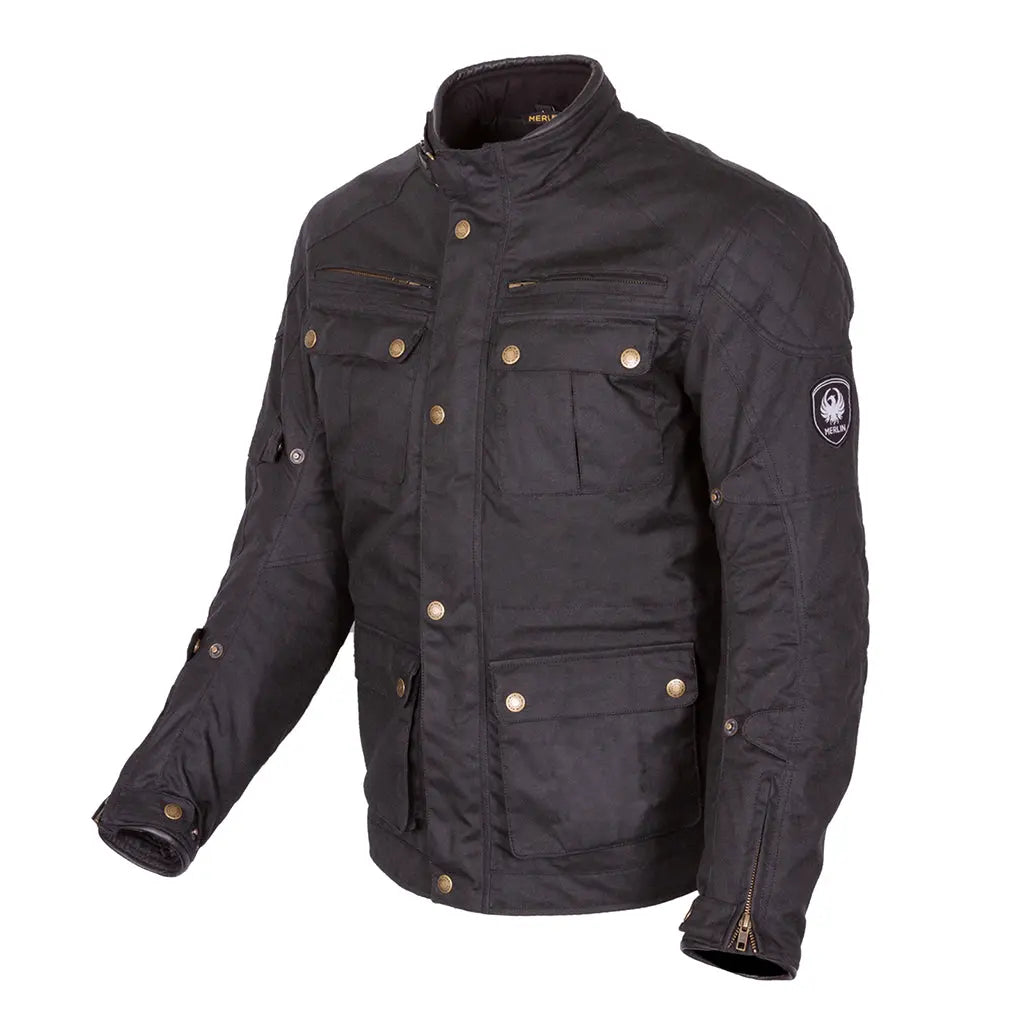 Merlin Yoxall 2 Waxed Cotton Jacket Black FREE UK Delivery, FREE 365 Day Returns | Moto Central